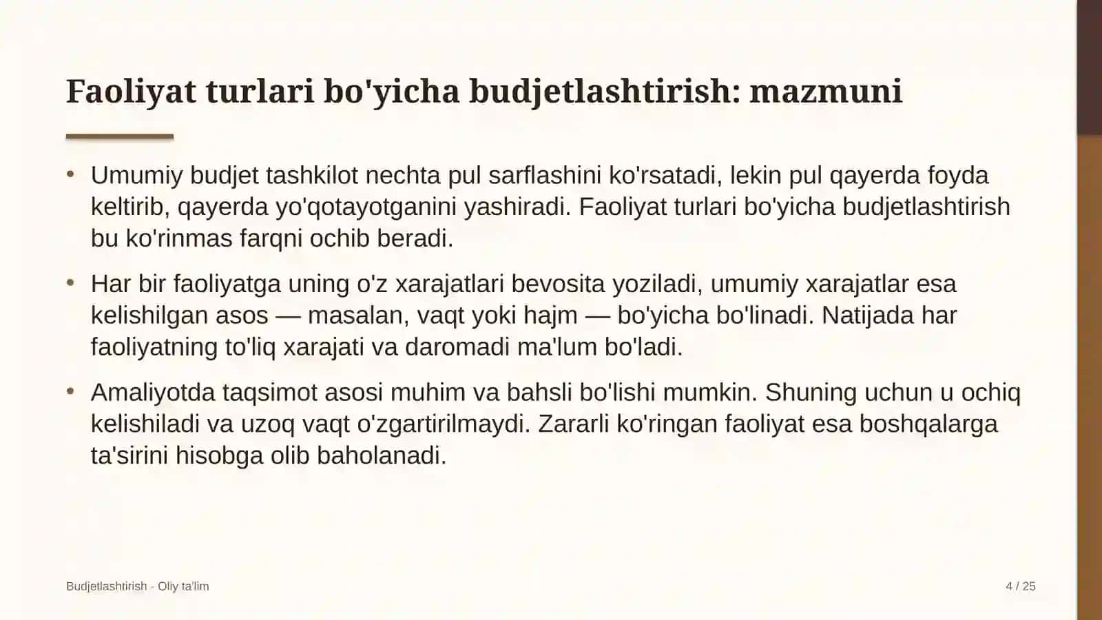 televideniyeda faoliyat turlari bo'yicha budjetlashtirish 6517 4
