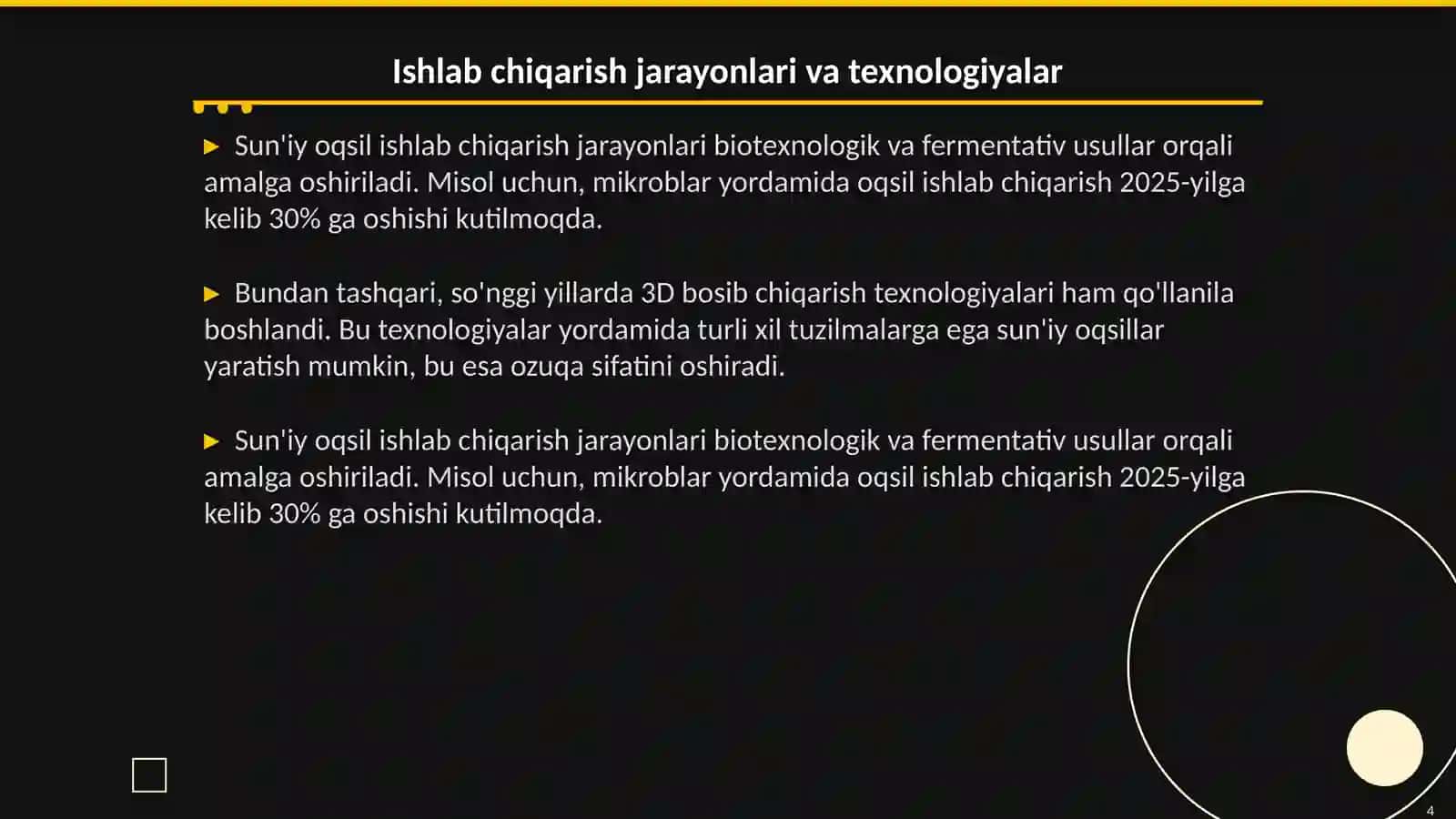 Sun'iy oqsil ozuqa moddalarining ishlab chiqarilishi va kelgusidagi imkoniyatlar 4