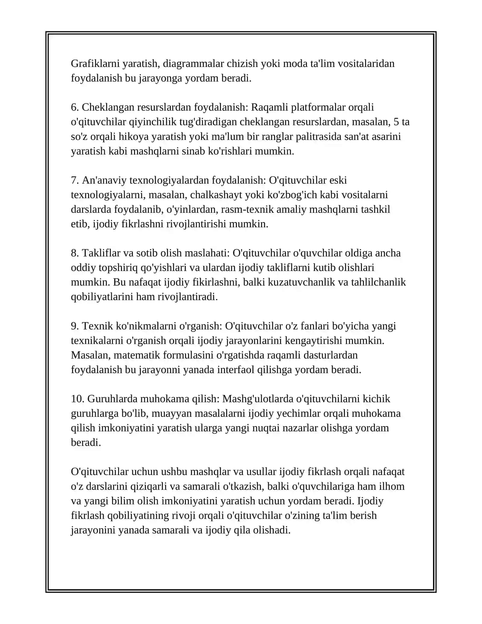 OʻQITUVCHILARDA KREATIVLIKNI RIVOJLANTIRISH OMILLARI 4