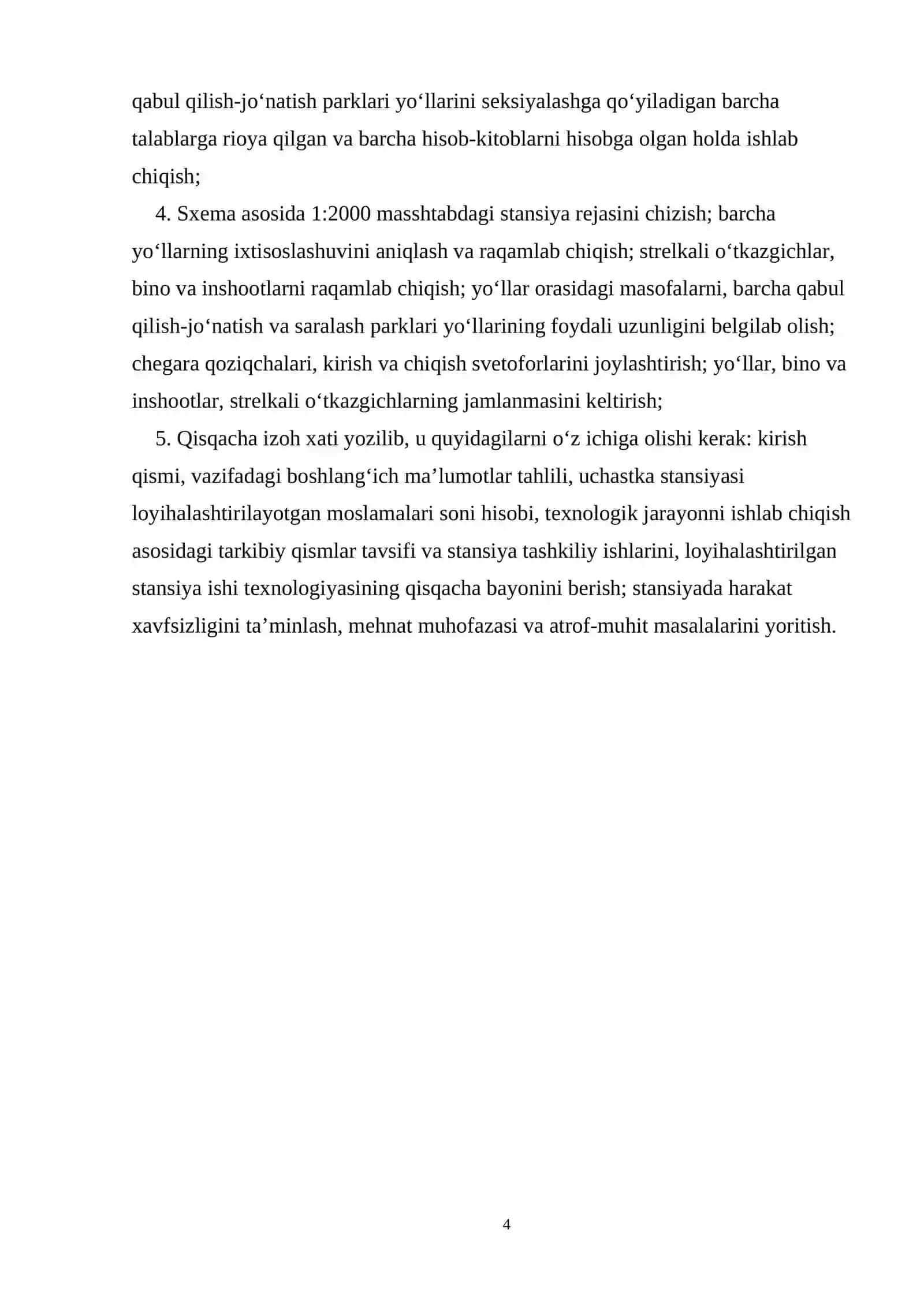 Yangi uzel uchastka bekati loyihasi mavzusi 4