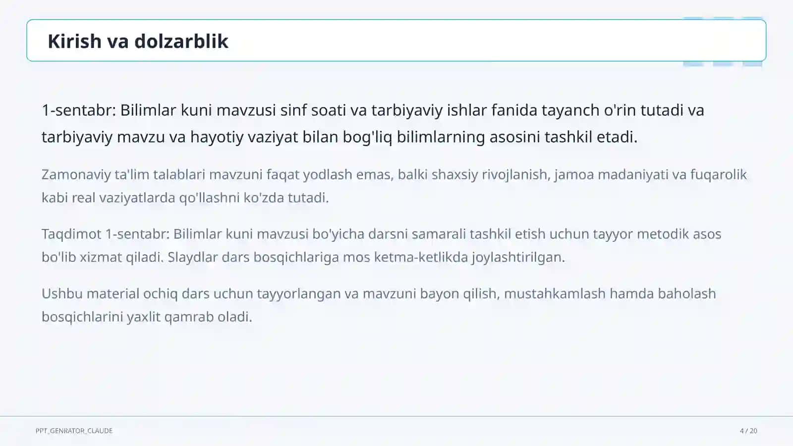 Sinf soati va tarbiyaviy tadbirlar 4