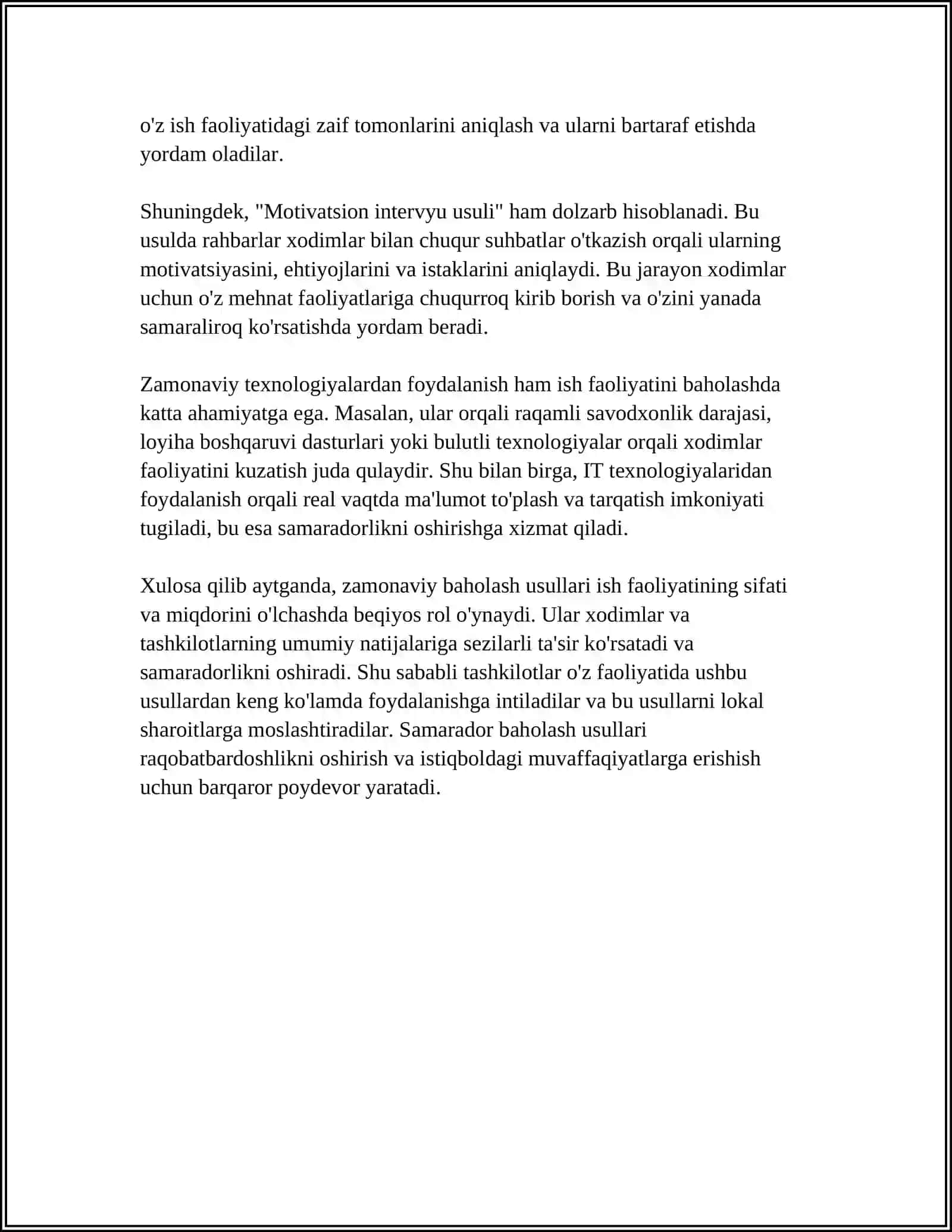 INSON RESURSLARINI BOSHQARISH JARAYONIDA ISH FAOLIYATINING SIFATI VA MIQDORINI BAHOLASH MUAMMOLARI 4