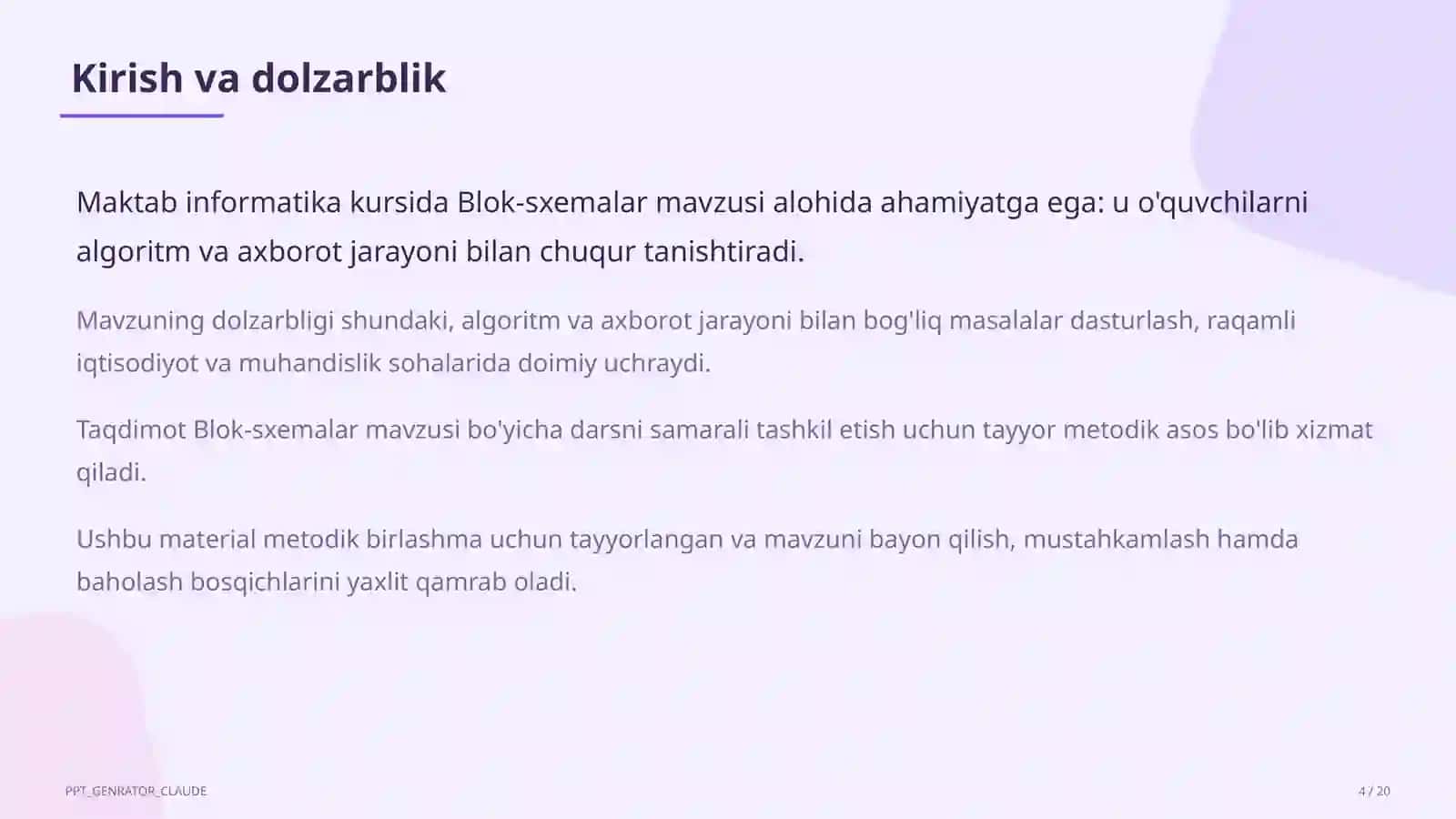Informatika va axborot texnologiyalari (5– 11) — metodik birlashma uchun 4