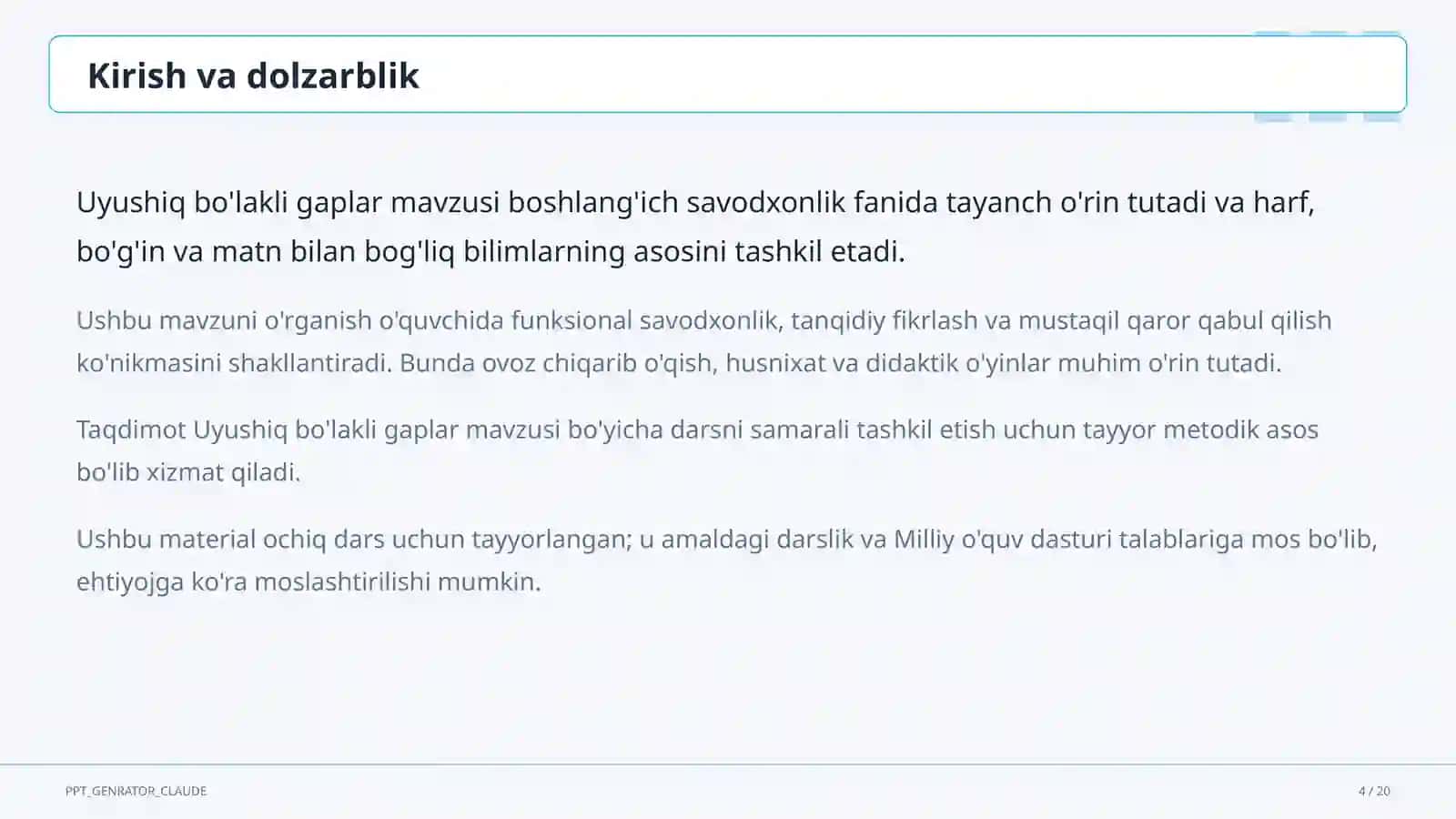 Uyushiq bo'lakli gaplar (4-sinf) 4