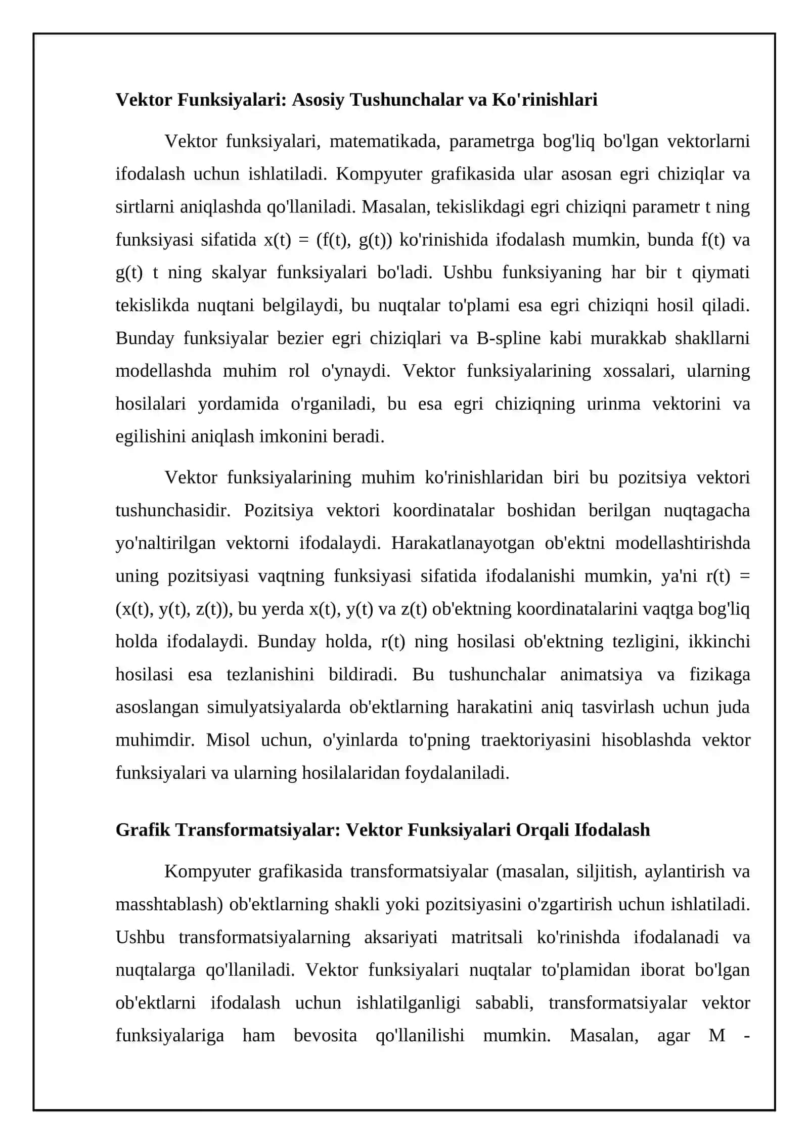 Kompyuter grafikasi zamonaviy texnologiyalarning muhim yo'nalishlari 4