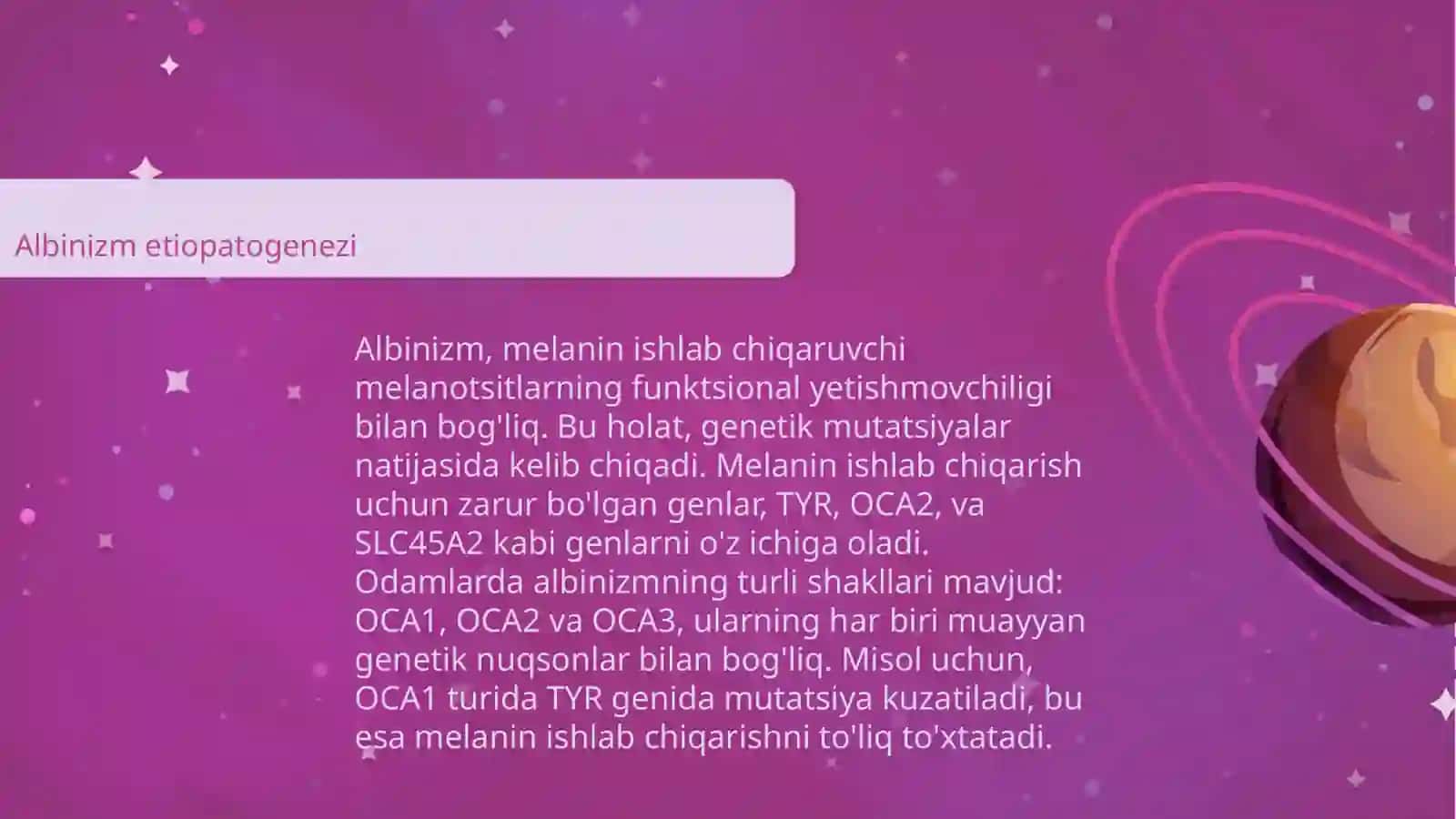 ALBINIZM ETIOPATOGENEZI. KLINIKASI. DIAGNOSTIKASI. DAVOLASH VA PROFILAKTIKASI 4