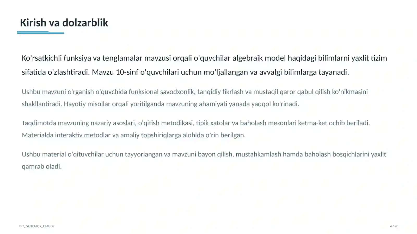Ko'rsatkichli funksiya va tenglamalar (10-sinf) 4