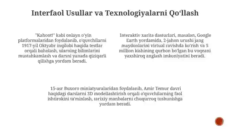 Tarix darslarini samaradorligini oshirish 4