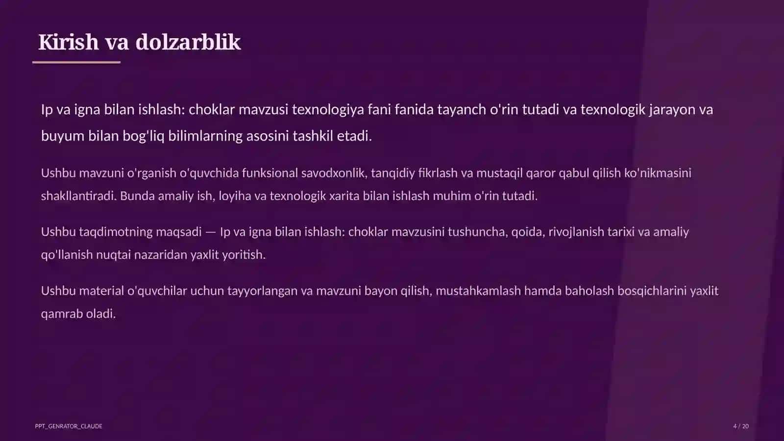 Ip va igna bilan ishlash: choklar (3-sinf) 4