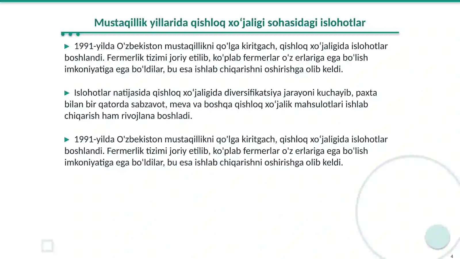 Qishloq xoʻjaligi sanoat sohasidagi oʻzgarishlar 4