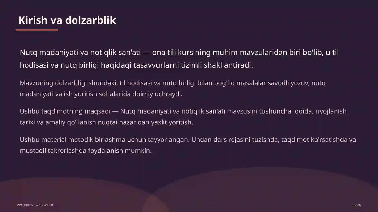 Nutq madaniyati va notiqlik san'ati (10-sinf) 4