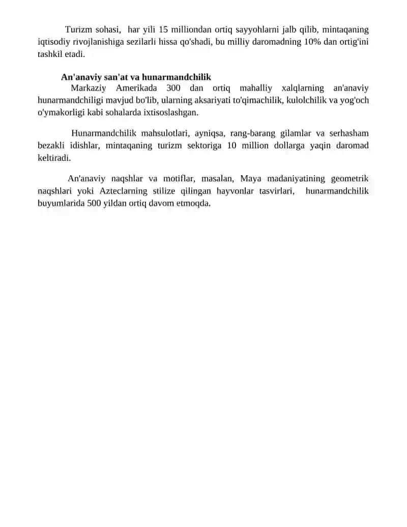 Markaziy Amerika xalqlari xojaligi va madaniyati 4