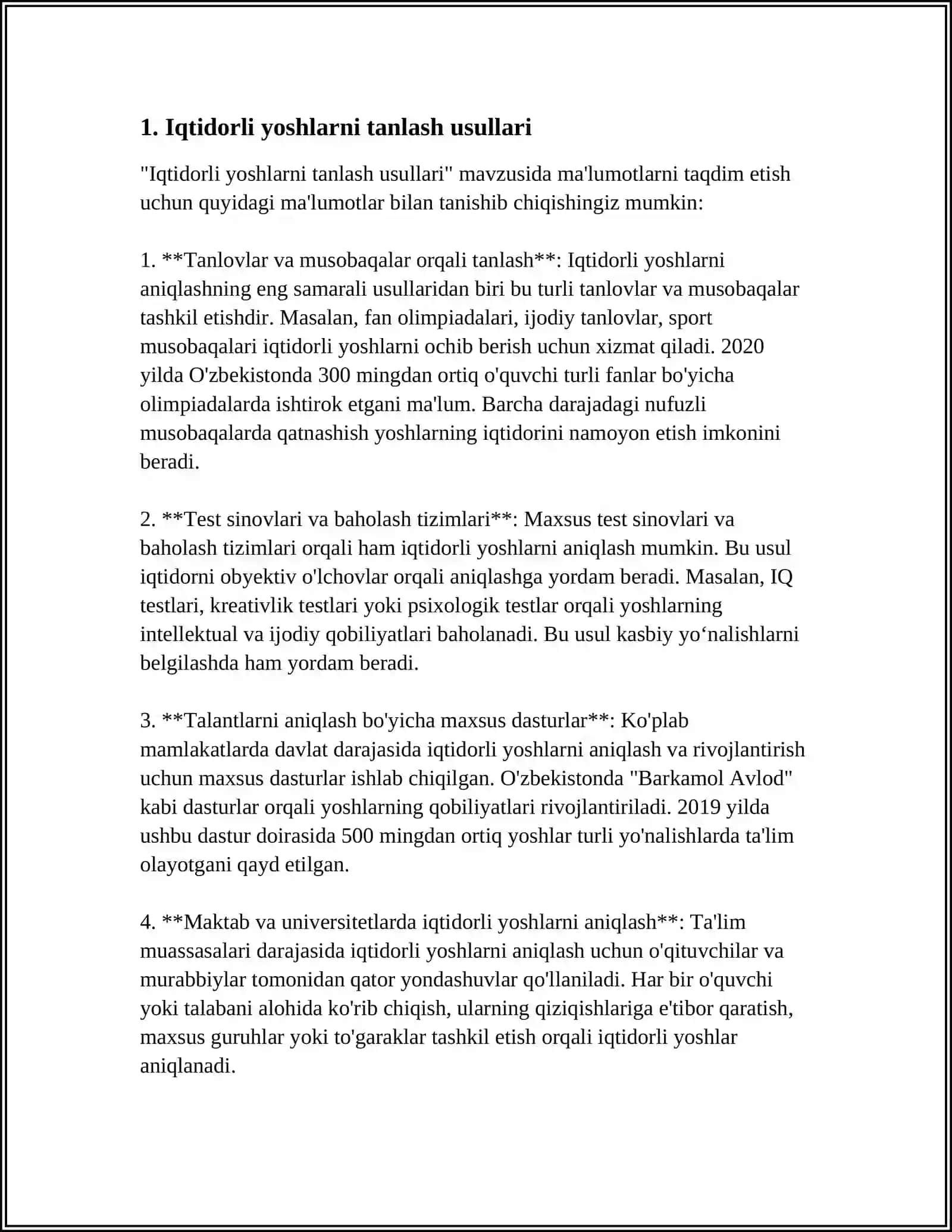 IQTIDORLI YOSHLARNI TANLASH, QABUL QILISH TARTIBLARI. OLIMPIYA ZAXIRALARI SPORT KOLLEJLARI 4