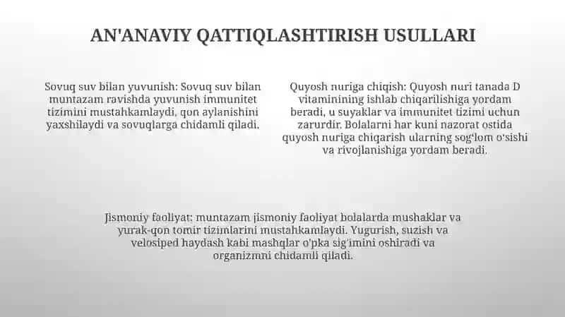 Organizmni Chiniqtirish Usullari Bolalarda 4