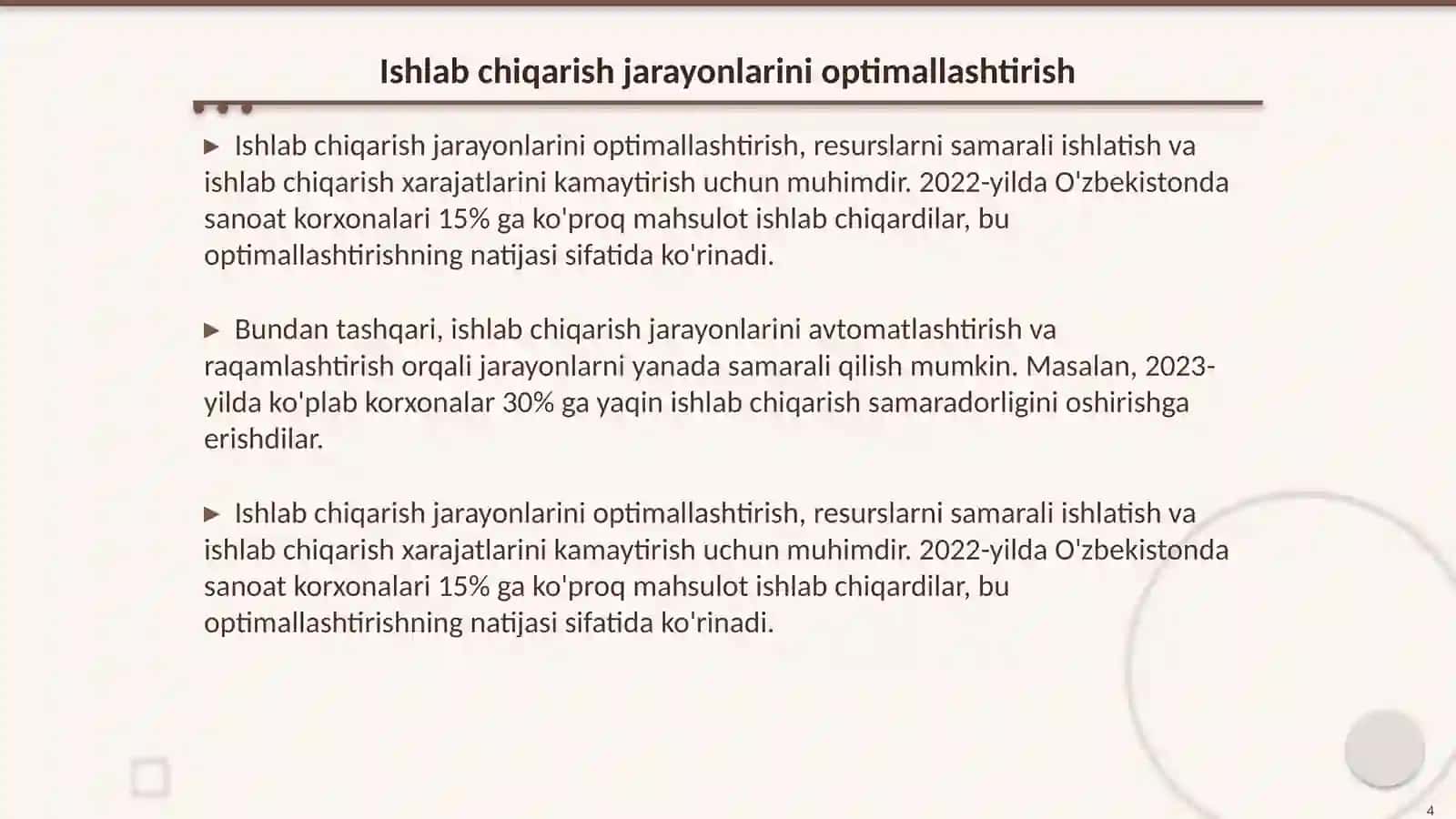 Sanoat ishlab chiqarish strategiyasining asosiy elementlari tahlili 4