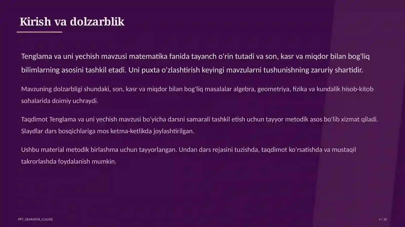Tenglama va uni yechish (5-sinf) 4