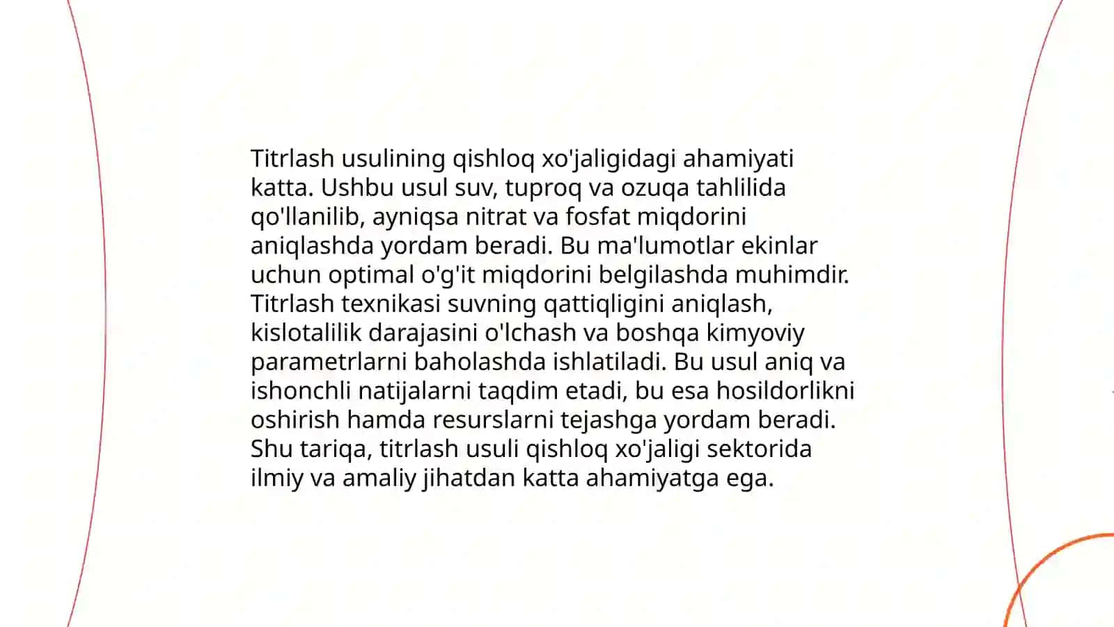 Titrlash usulning xalq xoʻjaligidagi ahamiyati 4