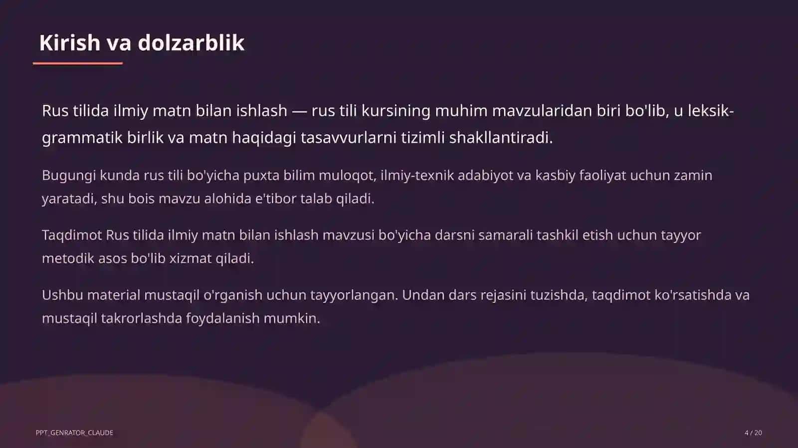 Rus tilida ilmiy matn bilan ishlash (11-sinf) 4