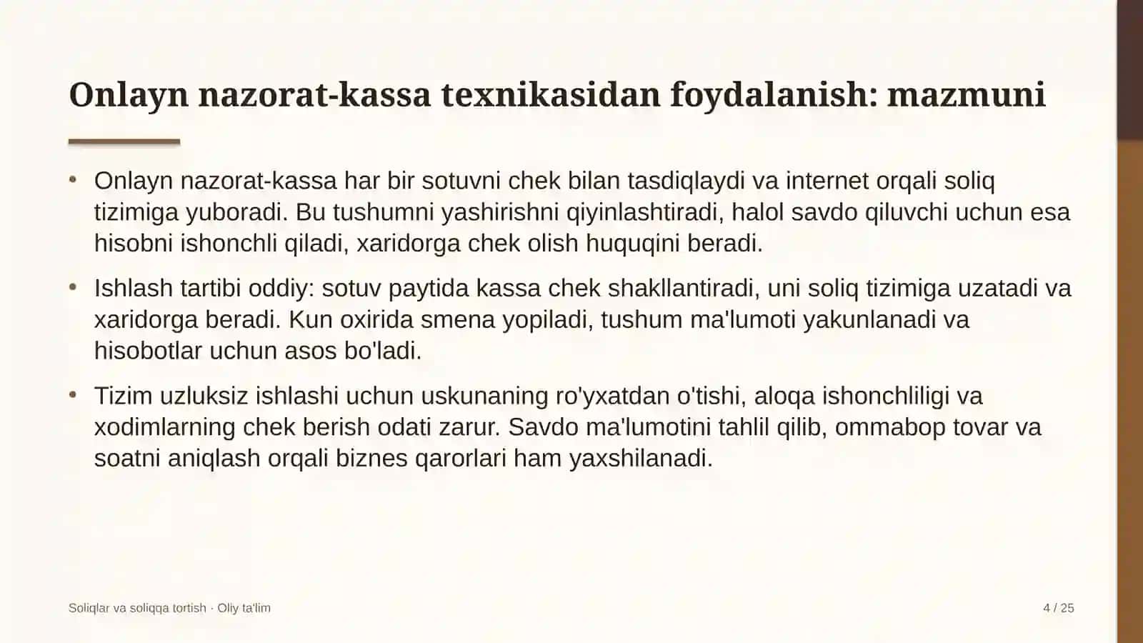 Soliqlar va soliqqa tortish · Oliy ta'lim 4