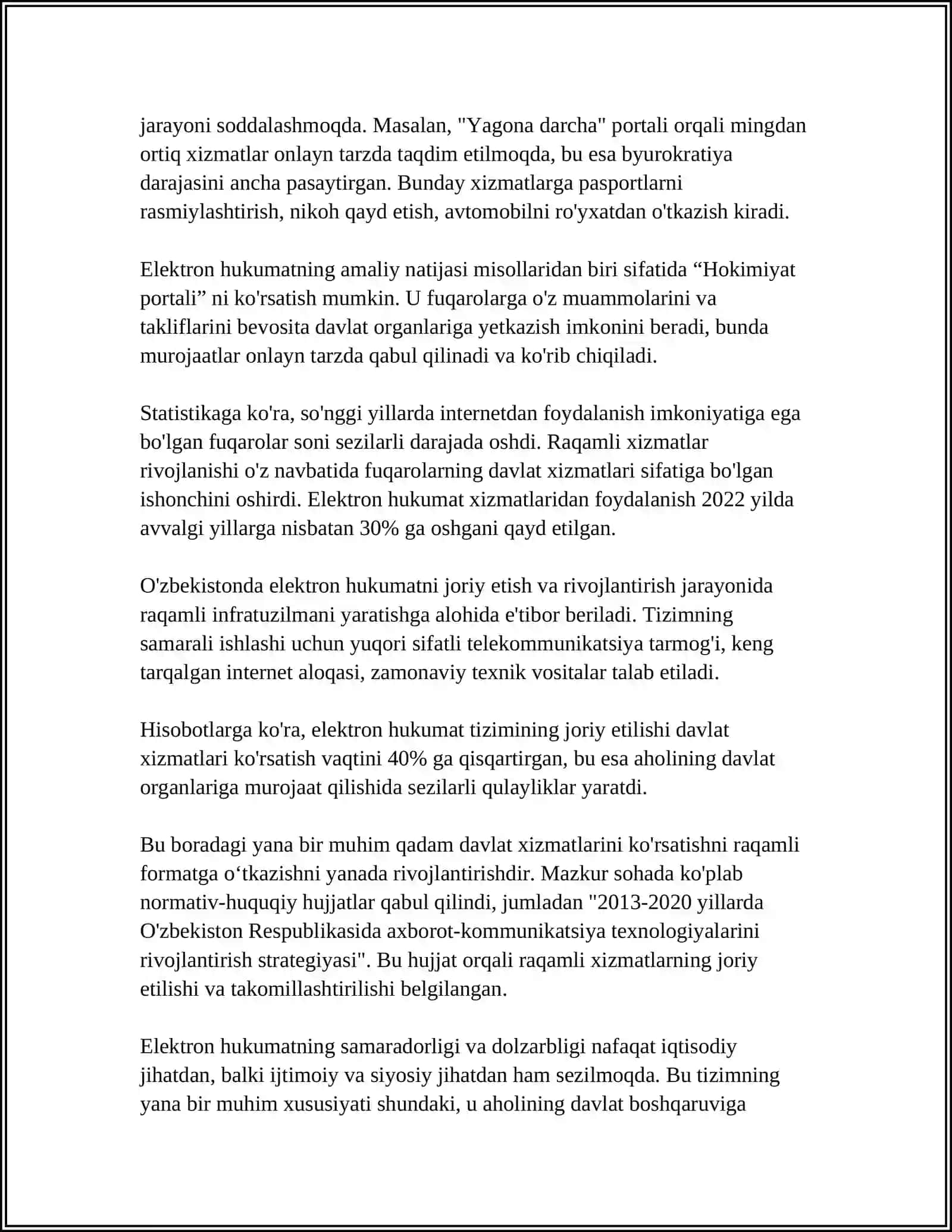 ELEKTRON HUKUMAT, UNI RIVOJLANTIRISHNING MEYORIY HUQUQIY ASOSLARI 4