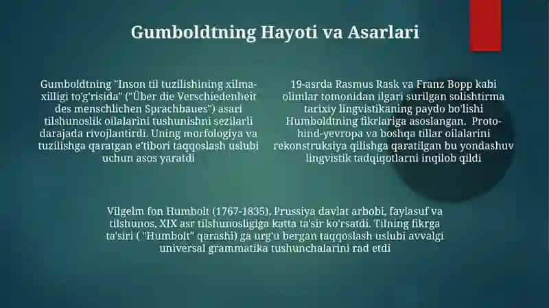 XIX asrda qiyosiy-tarixiy tilshunoslikning vujudga kelishi 4