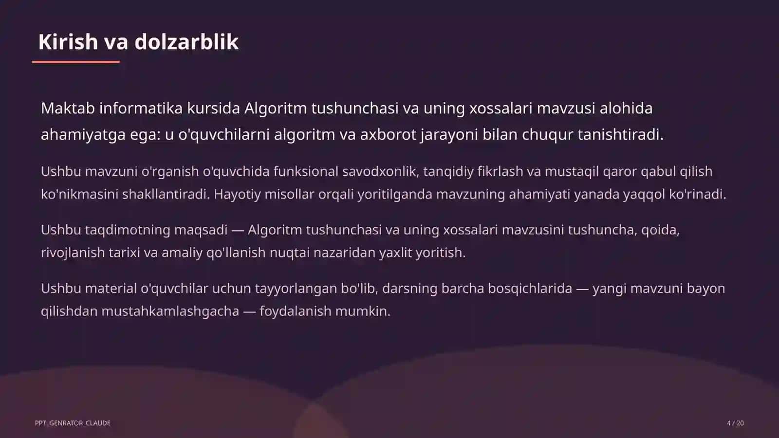Algoritm tushunchasi va uning xossalari (6-sinf) 4