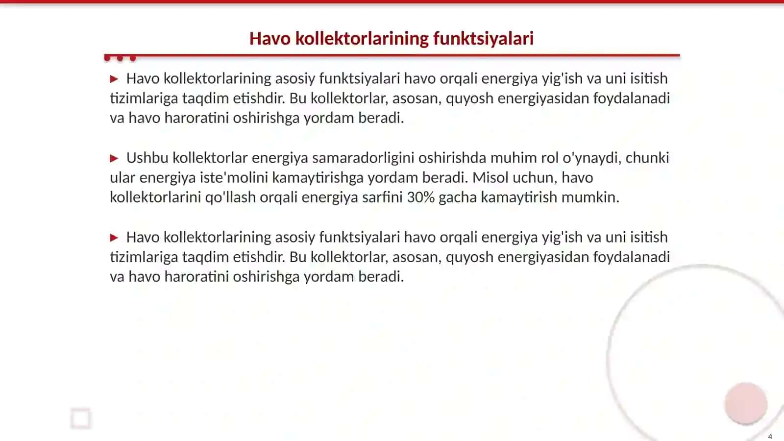 Issiqlik kollektorlari va havo kollektorlari 4