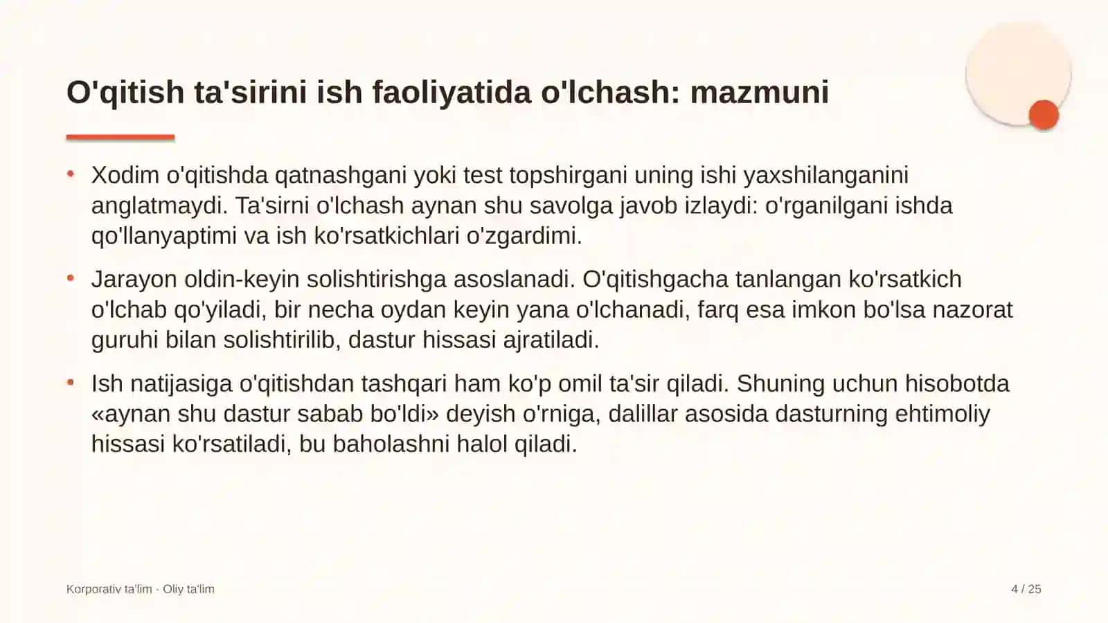 Kinoteatrlarda o'qitish natijalarini ish faoliyatiga ta'sirini o'lchash 4
