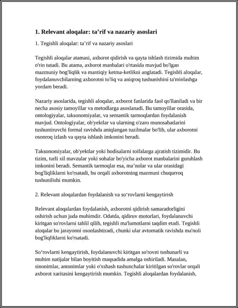 Relevant aloqalardan. Foydalanish va so‘rovlarni kengaytirish 4
