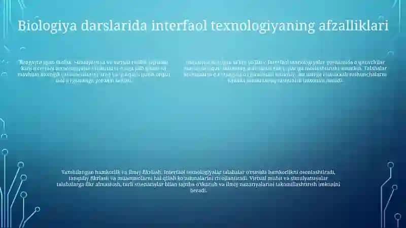 Biologiyadan MashgʻUlotlarni Interaktiv Texnologiyalar Asosida Loyihalash 4