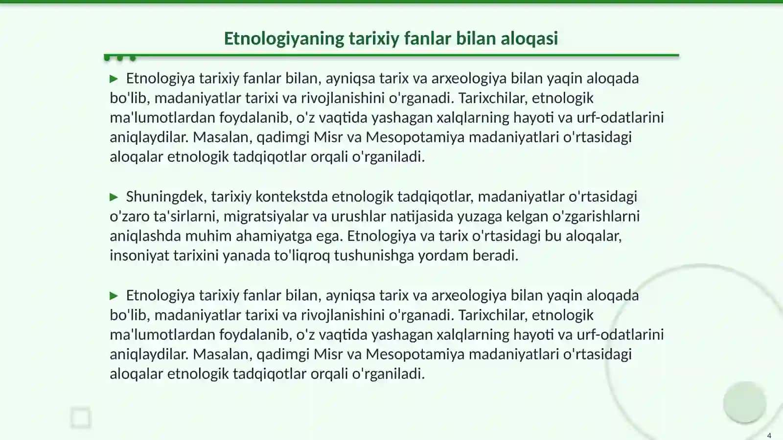 Etnologiyaning boshqa fanlar bilan aloqasi 4