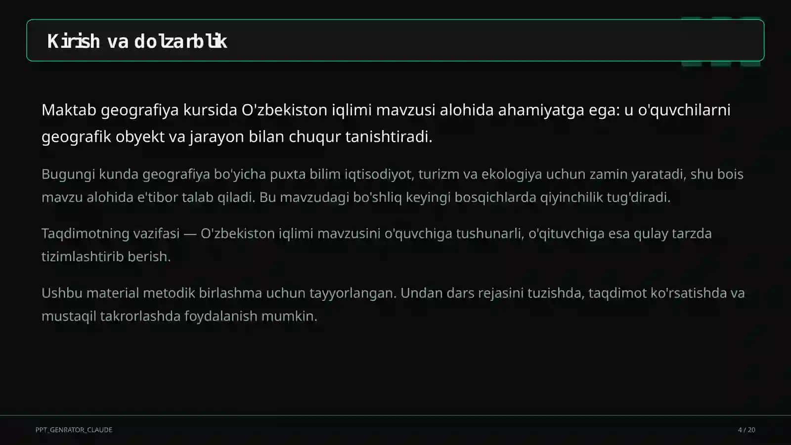 O'zbekiston iqlimi (8-sinf) 4