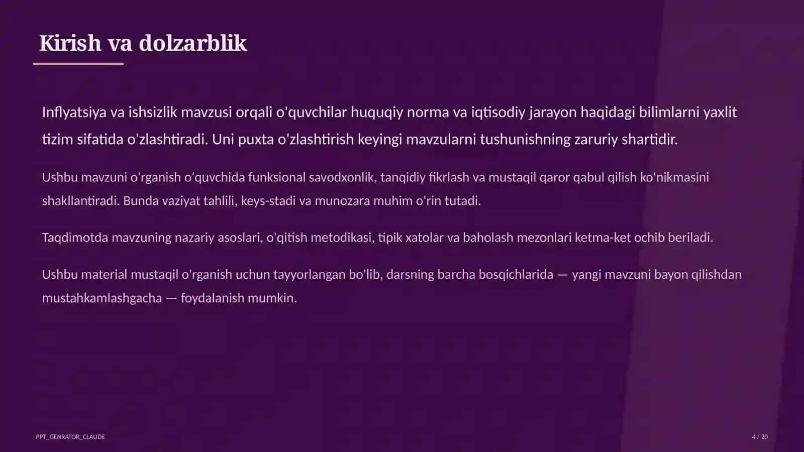 Inflyatsiya va ishsizlik (11-sinf) 4