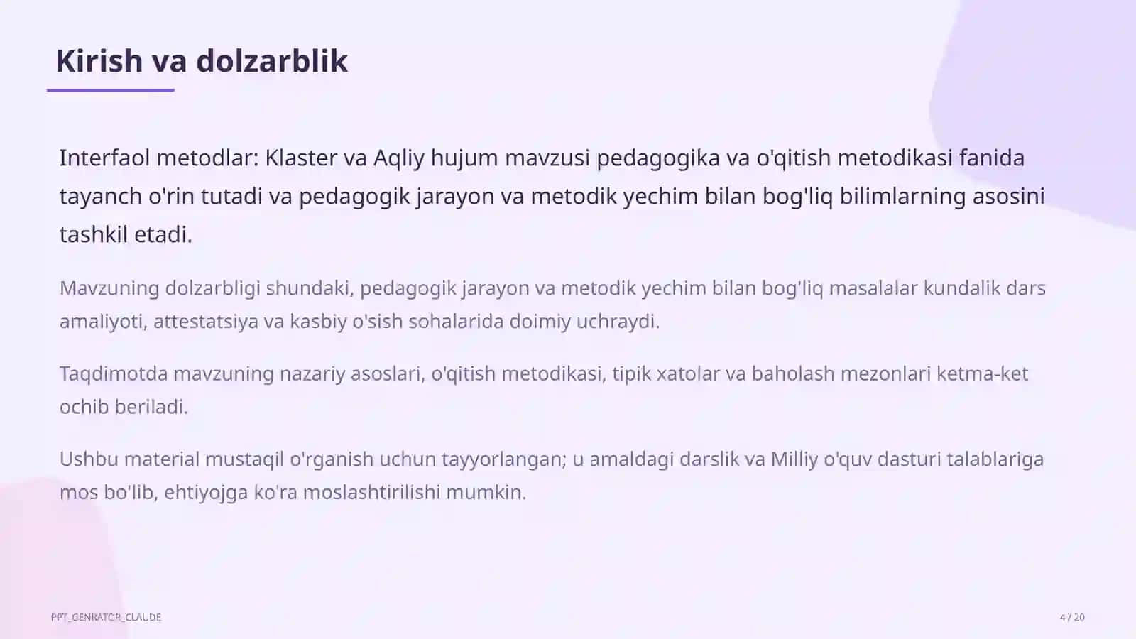 Interfaol metodlar: Klaster va Aqliy hujum 4