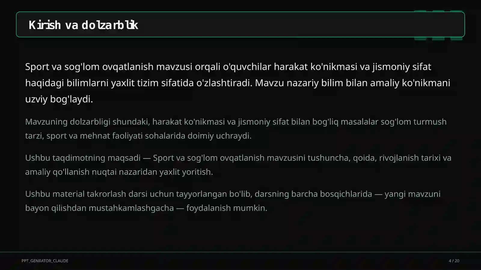 Sport va sog'lom ovqatlanish (8-sinf) 4