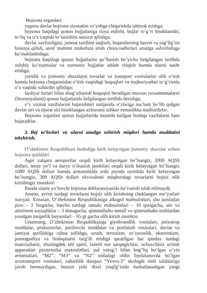 Bojxona Xizmati Nazorati Tashkil Etish 4