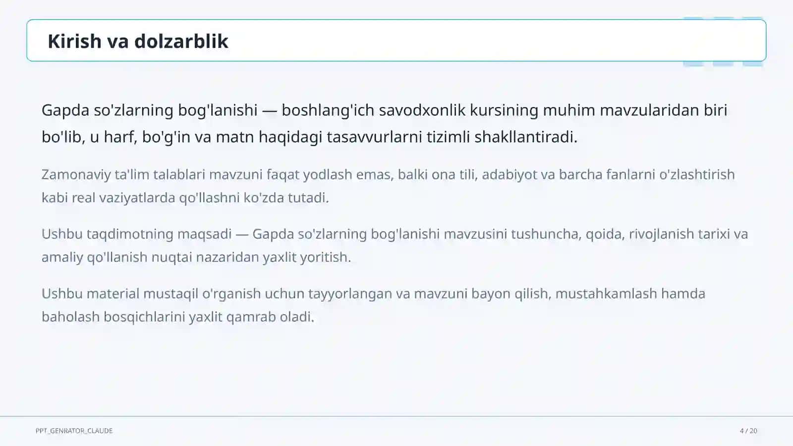 Gapda so'zlarning bog'lanishi (2-sinf) 4