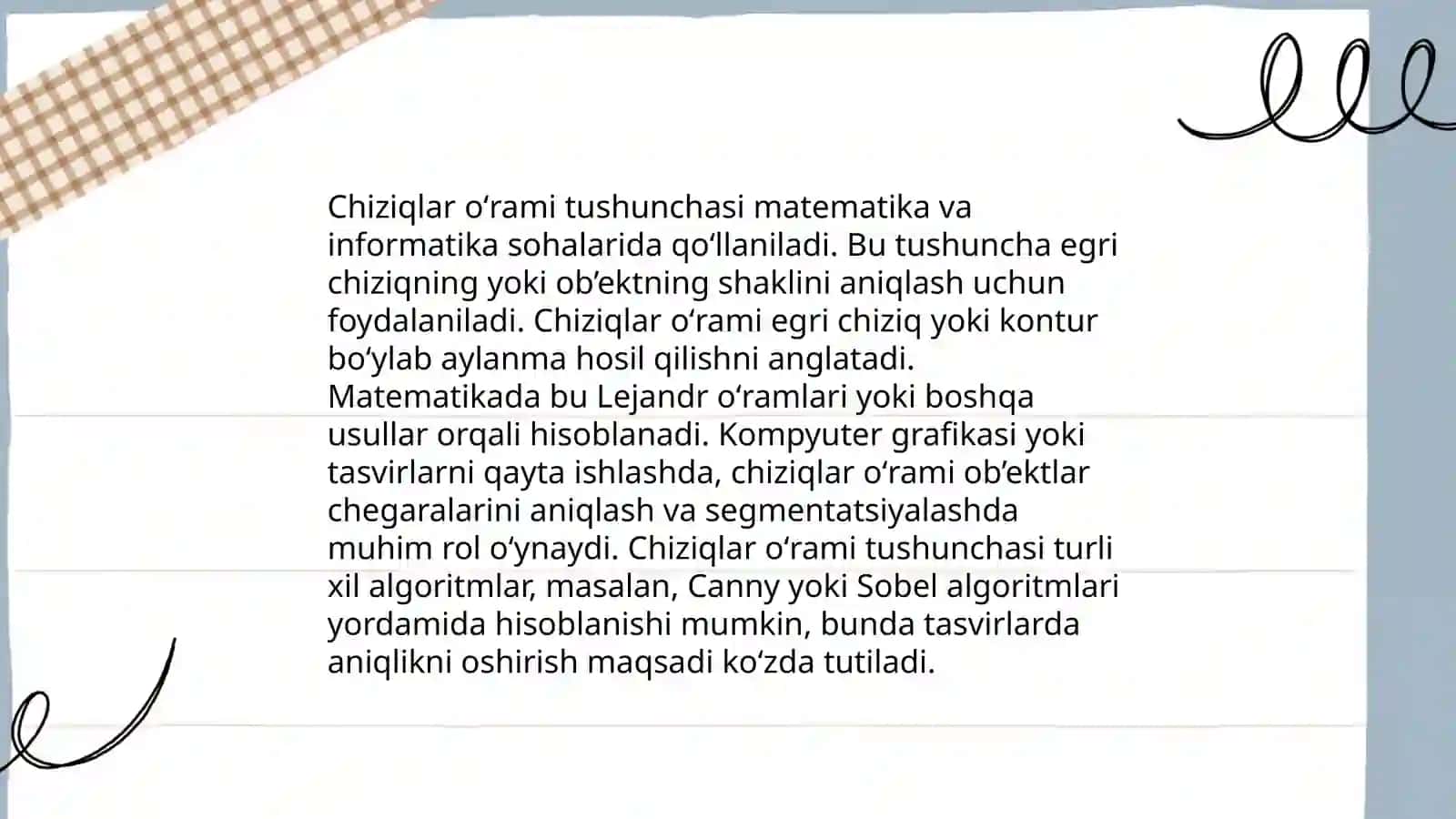 Chiziqlarning ta'rifi va turlari, chiziqlar oʻramasi 4