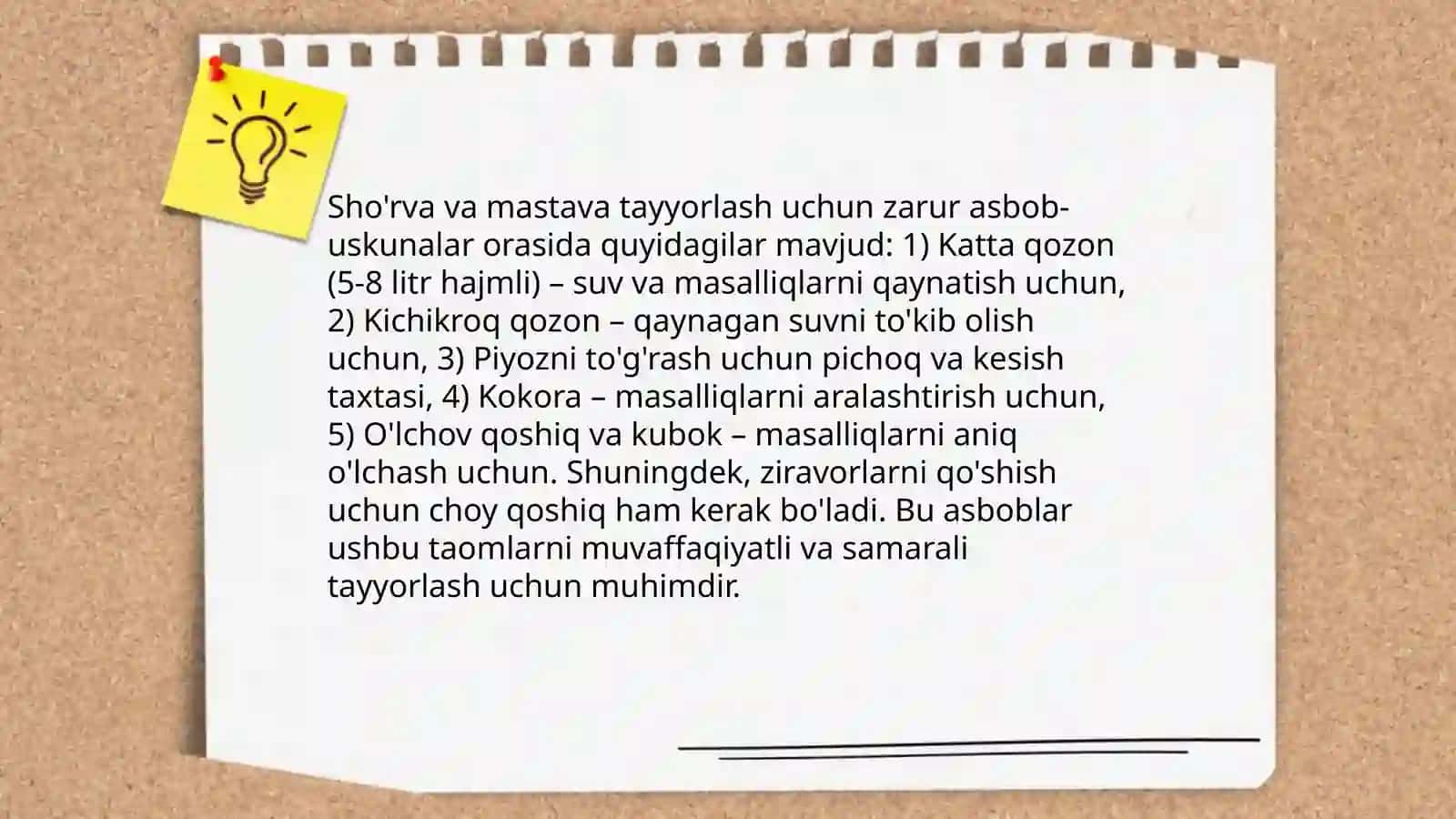 Shoʻrva va Mastava tayyorlash texnologiyasi 4