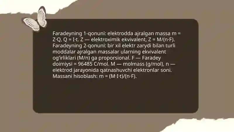 Elektrodlarda elementlarning ajralishi va ularning qonuniyatlari 4