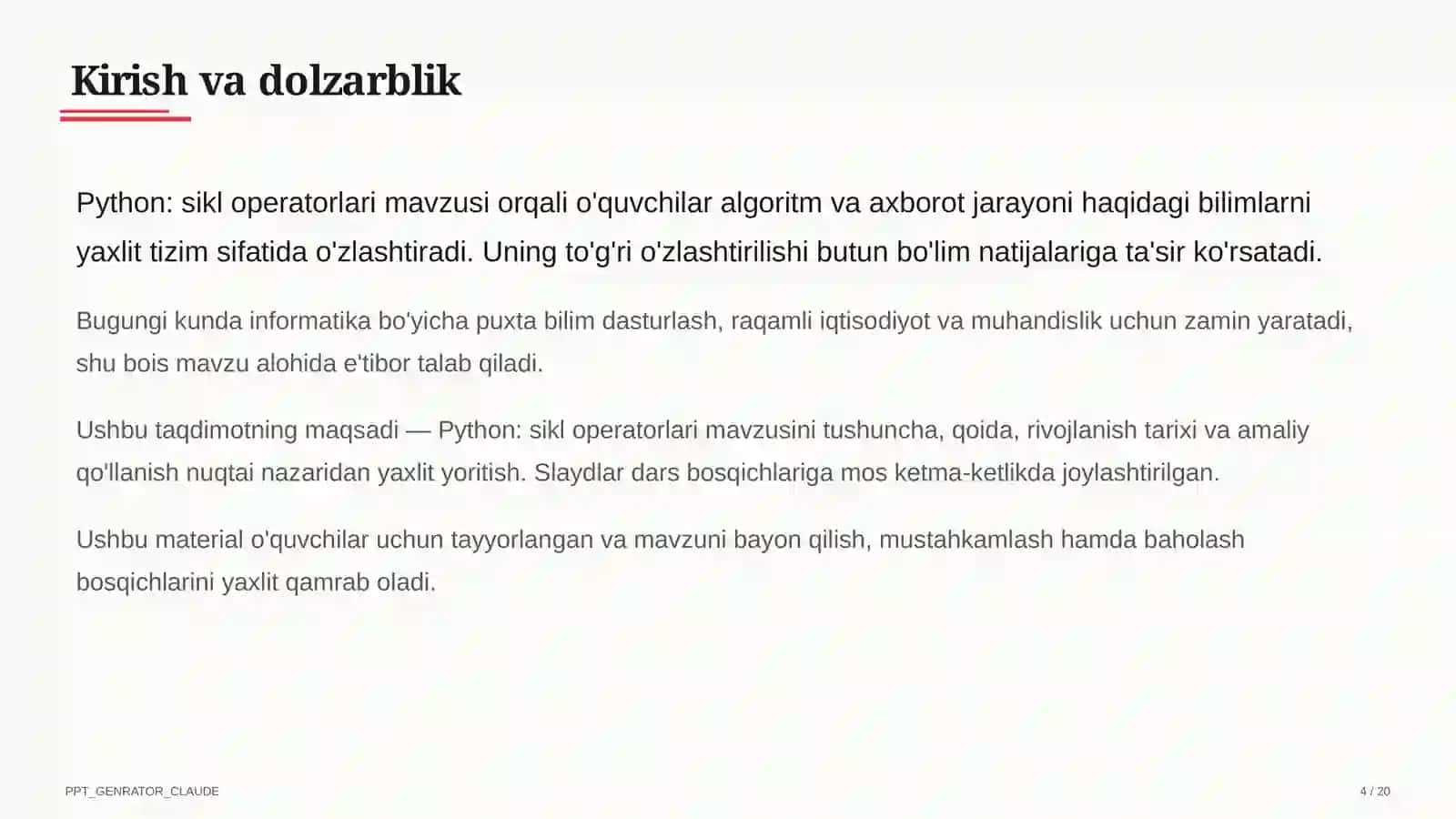 Python: sikl operatorlari (8-sinf) 4