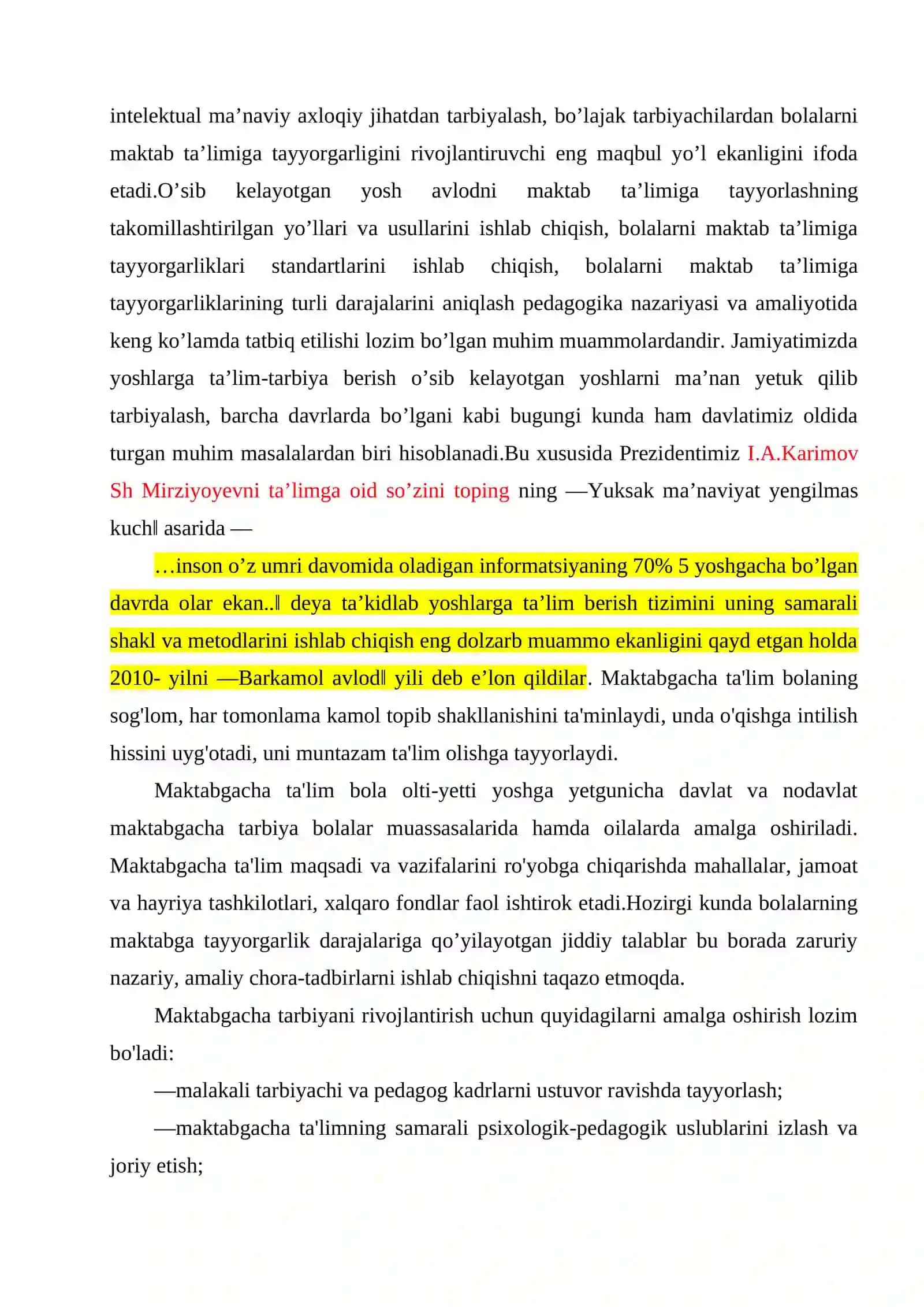 Bolalarni maktab ta’limiga tayyorlashda ta'lim-tarbiyaviy jarayonning o‘rni 4