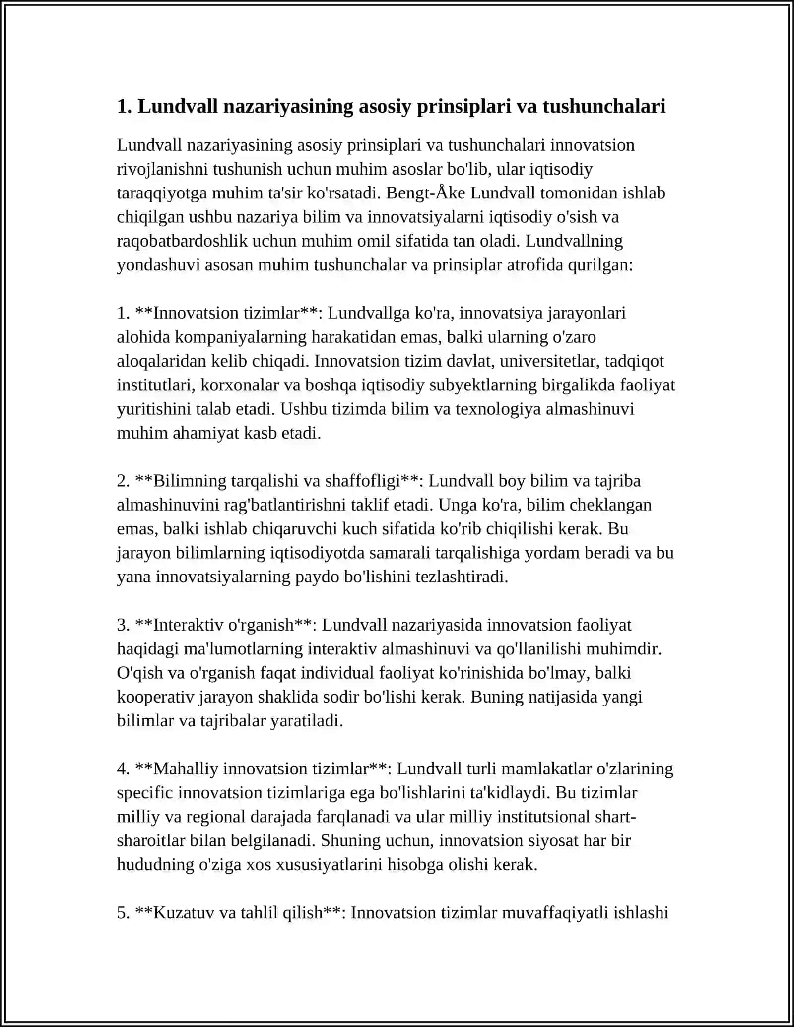 MILLIY INNAVATSION TIZIMLAR (NIS): LUNDVALL NELSONKONSEPSIYALARI 4