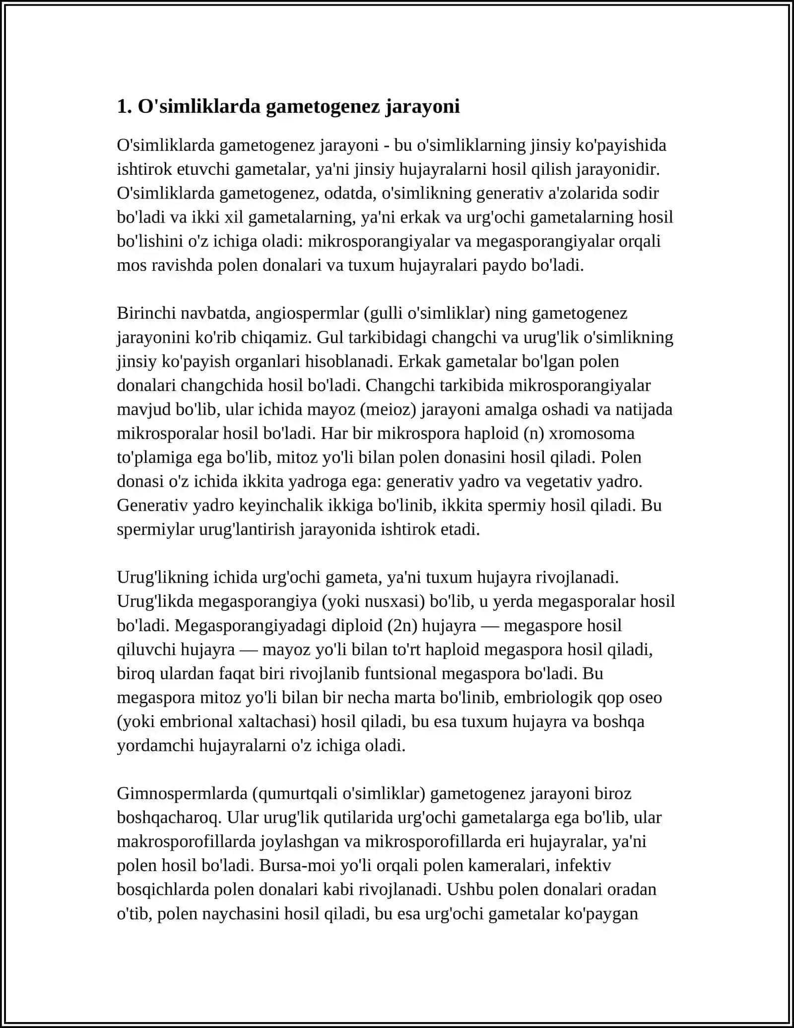 O'SIMLIKLARDA JINSIY HUJAYRALARNING HOSIL BOLISH TAHLILI 4