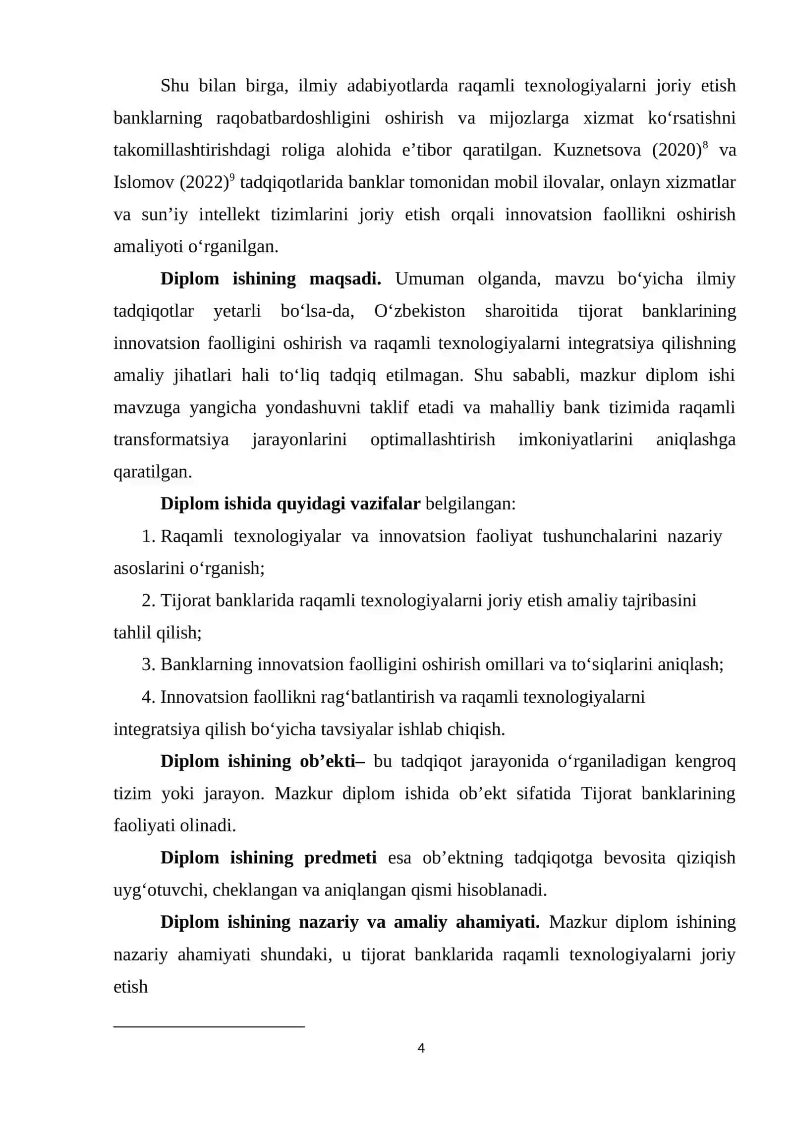Tijorat banklari faoliyatiga raqamli texnologiyalarni joriy etishda banklarning innovatsion faolligini oshirish masalalari 4