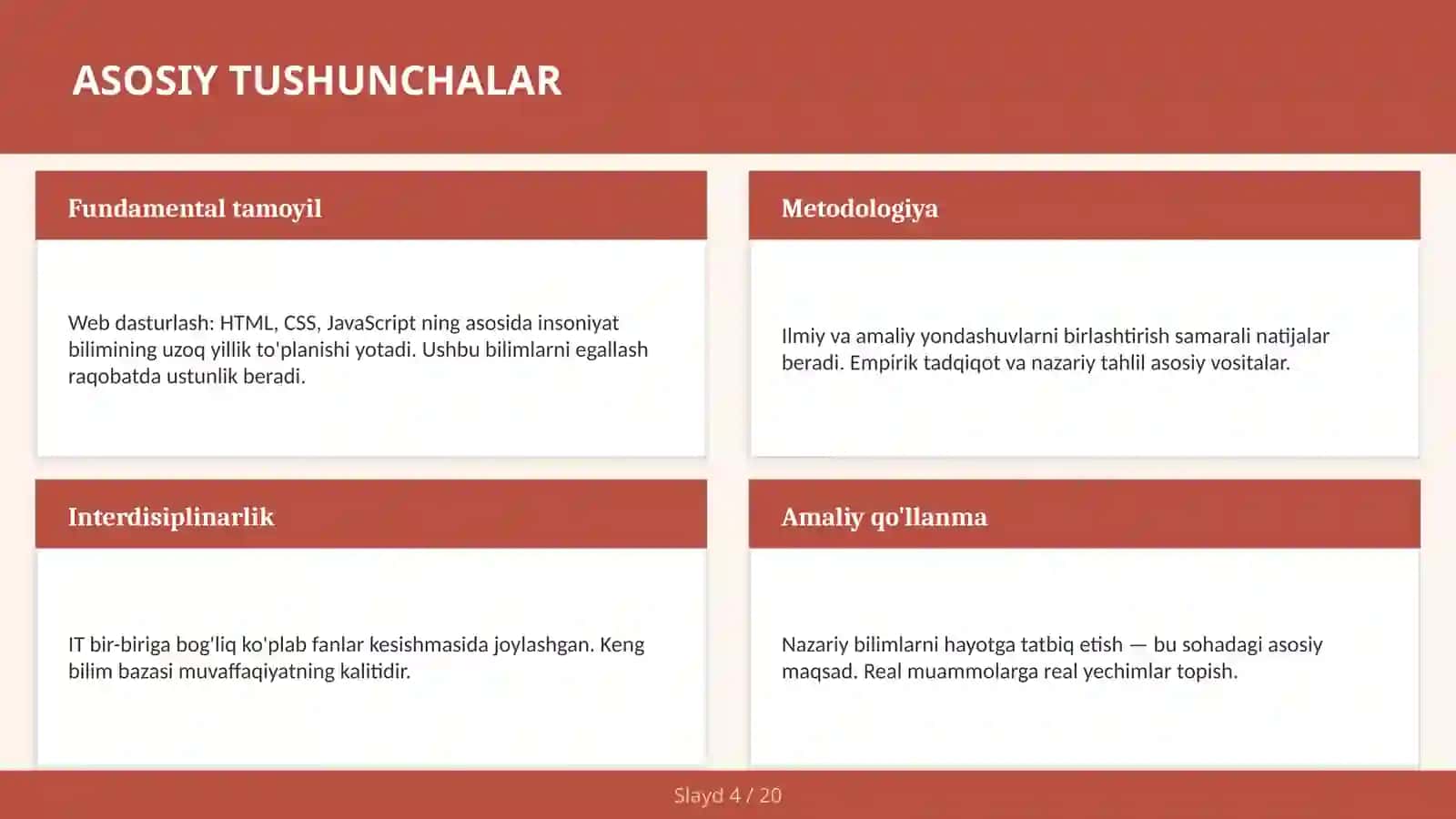 Web dasturlash: HTML, CSS, JavaScript 4
