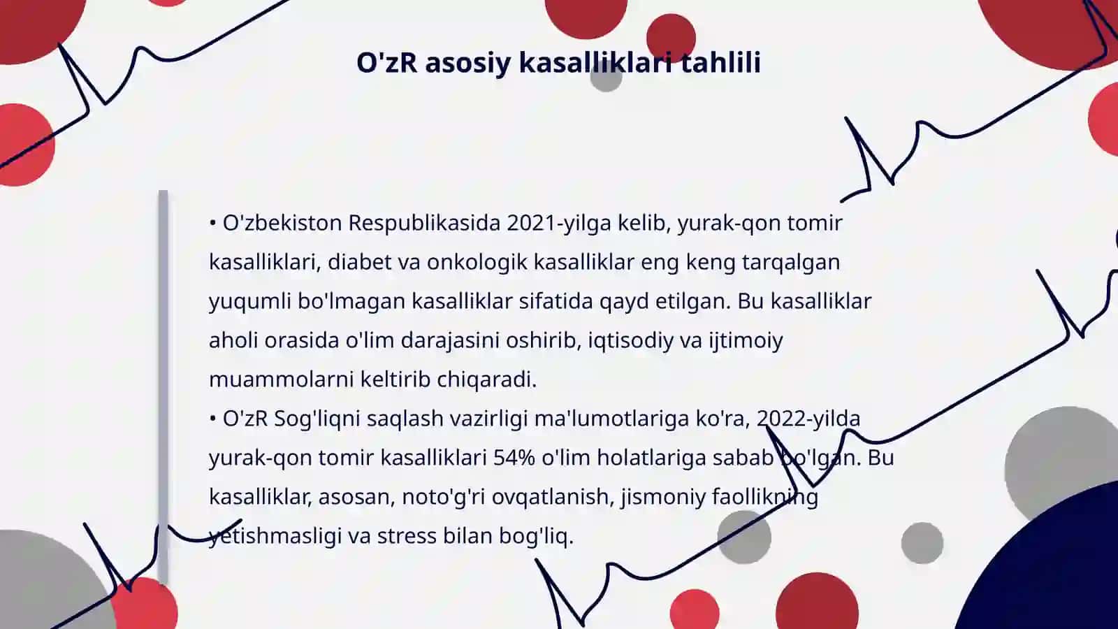 O'zR aholisining eng muhim yuqumli bo'lmagan kasalliklari profilaktikasining gigiyenik jihatlari 4