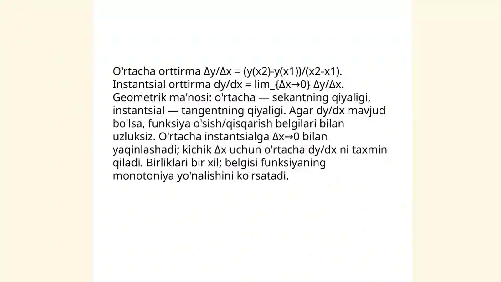 Ózgaruvchan miqdorlar orttirmalarining nisbati va uning manosi 4