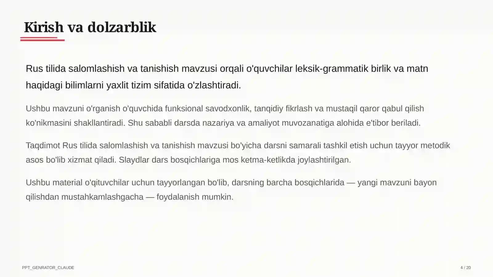Rus tilida salomlashish va tanishish (2-sinf) 4