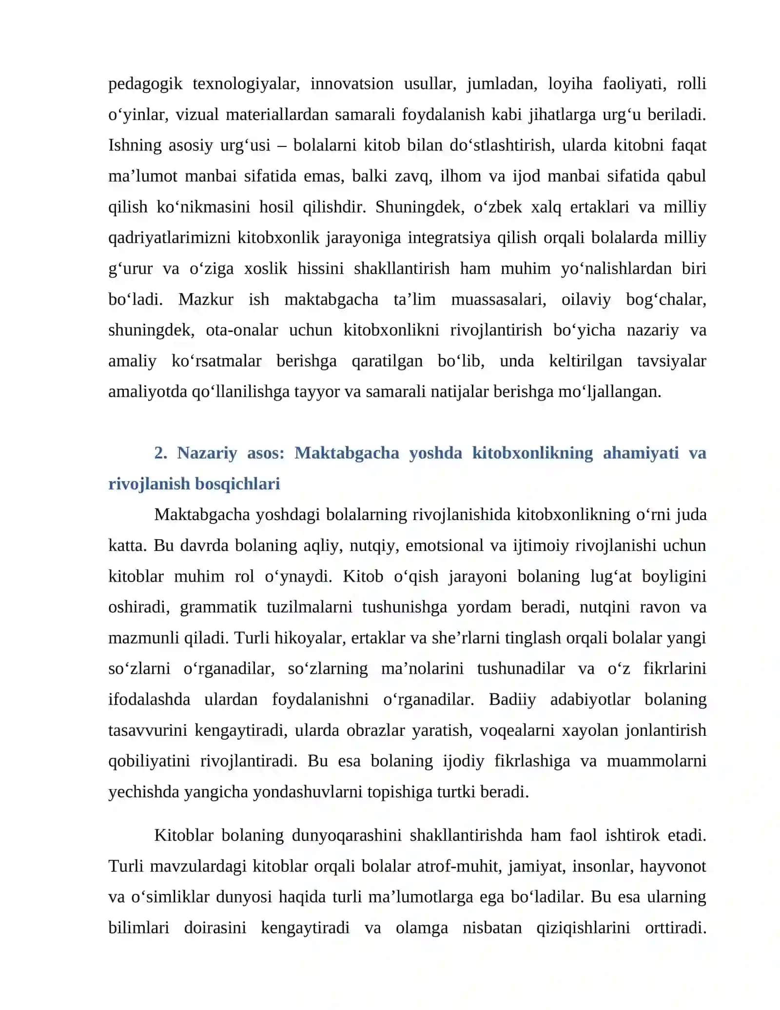Maktabgacha yoshdagi bolalarda kitobxonlik ko‘nikmasini shakllantirishning zamonaviy metodikasi: Ijodiy yondashuv 4